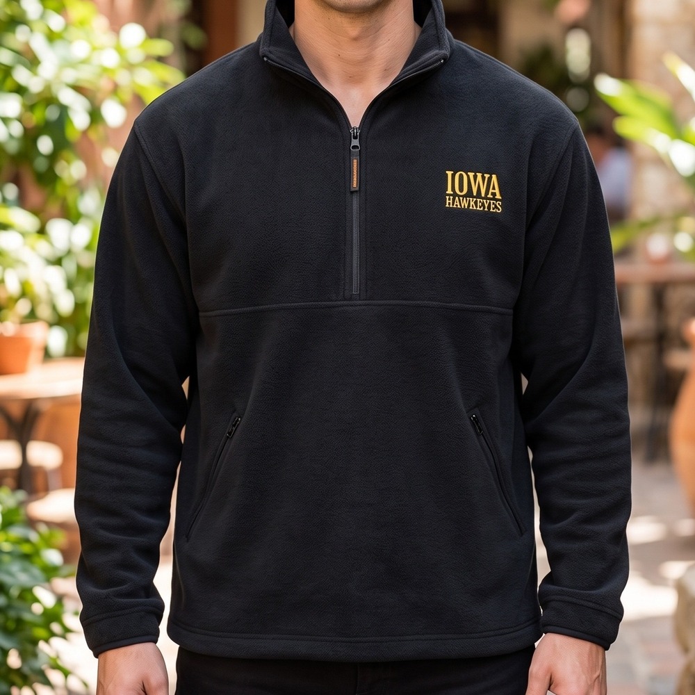 Most Wanted Iowa Hawkeyes Quarter Zip Fleece Pullover Black Gold Mens XXL